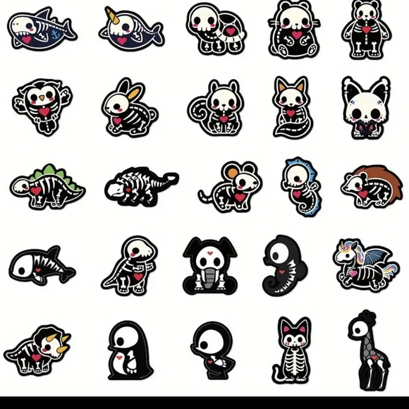 Black and White Cartoon Cat Faces with Skeletons 17 Pack - Picture 3 of 6